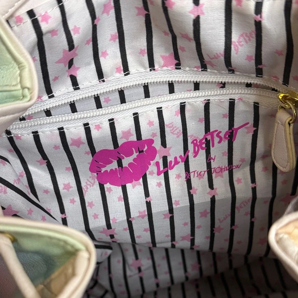 Luv Betsey Johnson Unicorn Cat Face Drawstring Backpack quilted